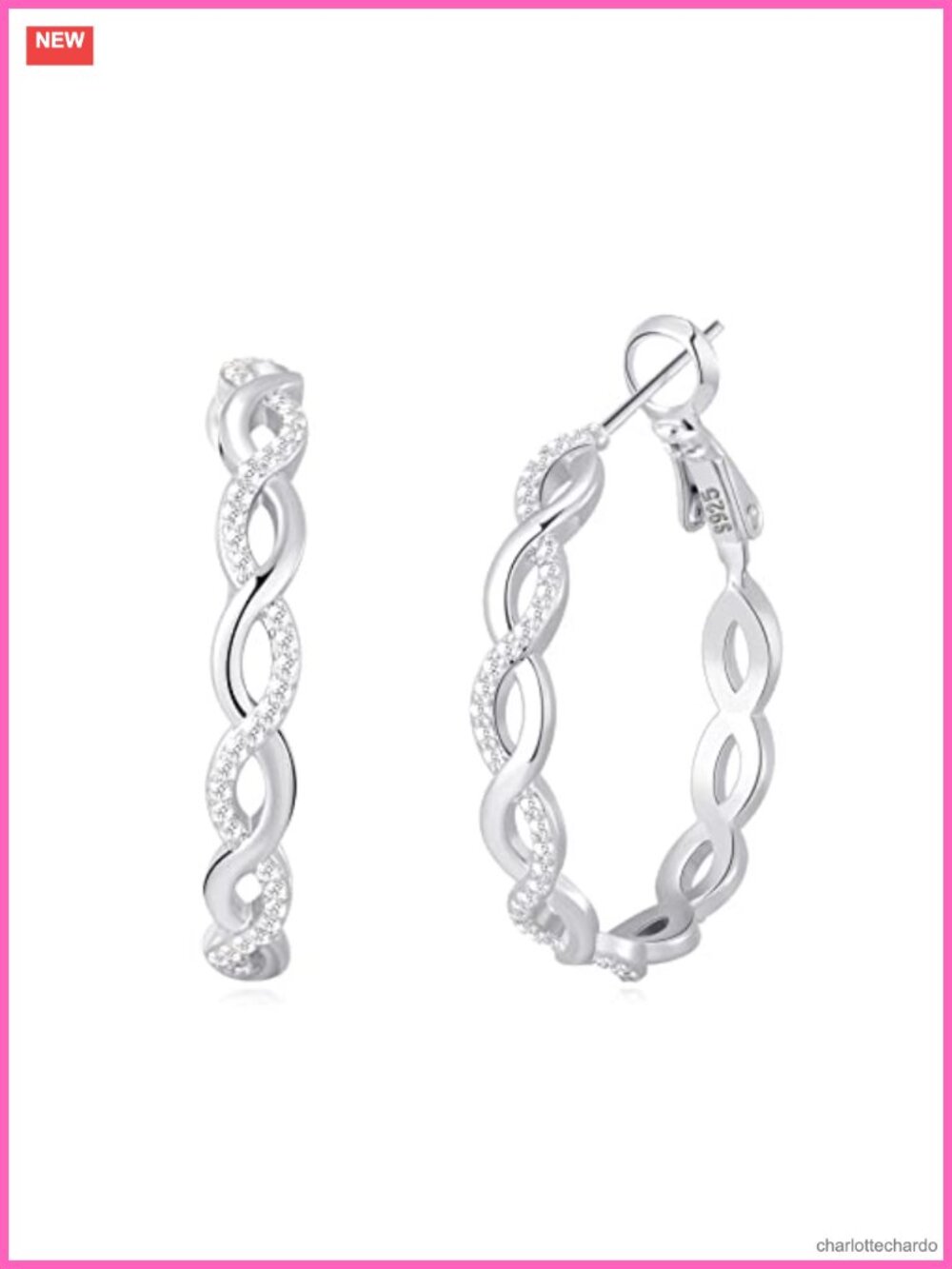 925 Sterling Silver Twisted Hoop Earrings Hypoallergenic